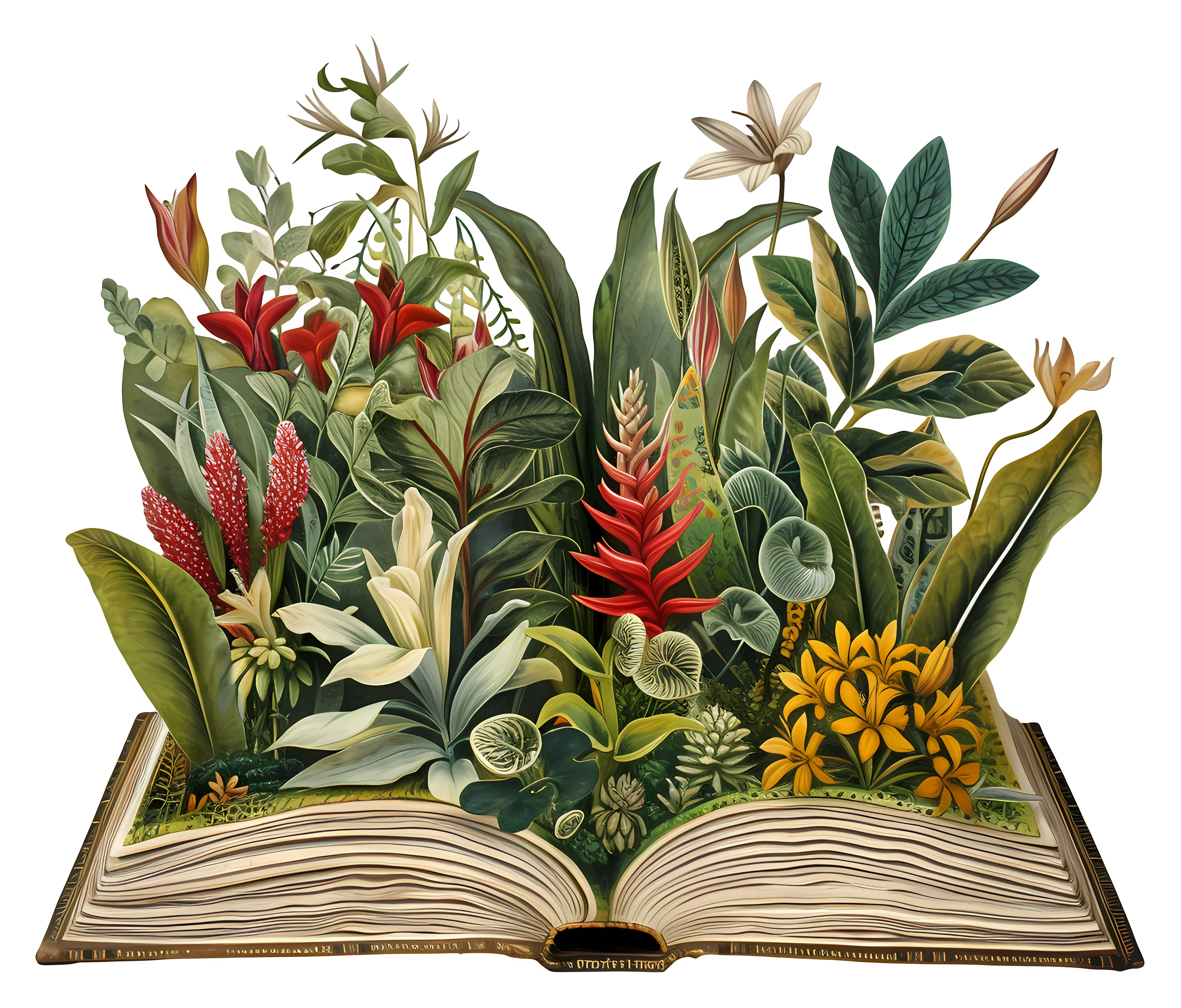 Plants grow from a book